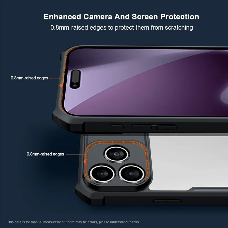 XUNDD For iPhone 18 Pro / 17 Pro Case Dropproof TPU + Acrylic Clear Back Phone Cover - Black - 3