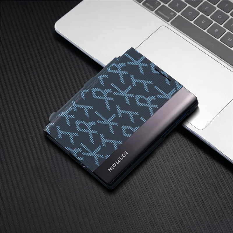For Samsung Galaxy Z Fold8 Case Geometric Pixel Pattern Kickstand Foldable PC Phone Cover with Stylus - Blue