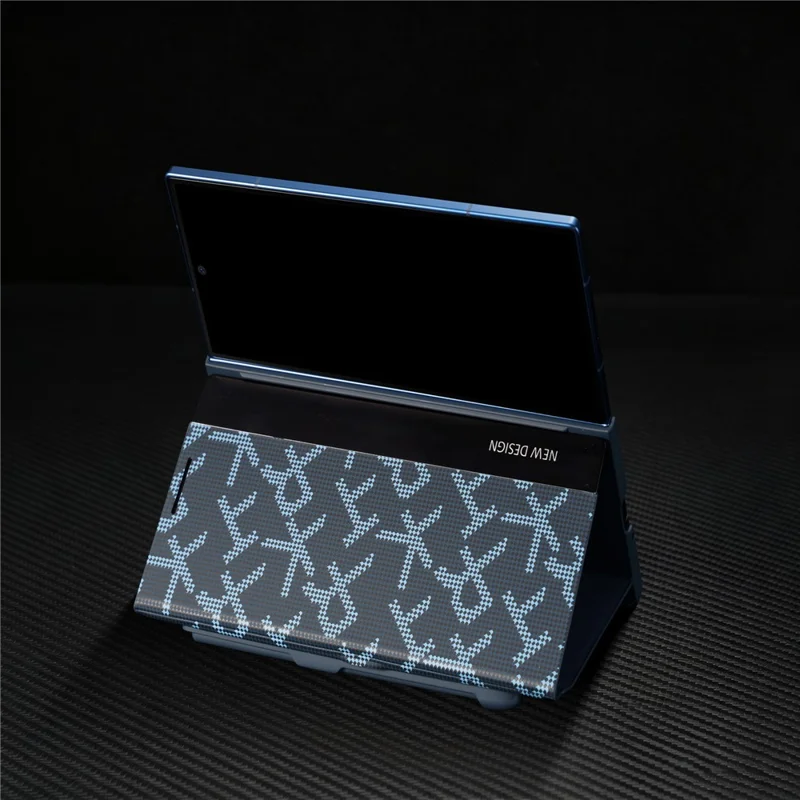 For Samsung Galaxy Z Fold8 Case Geometric Pixel Pattern Kickstand Foldable PC Phone Cover with Stylus - Blue