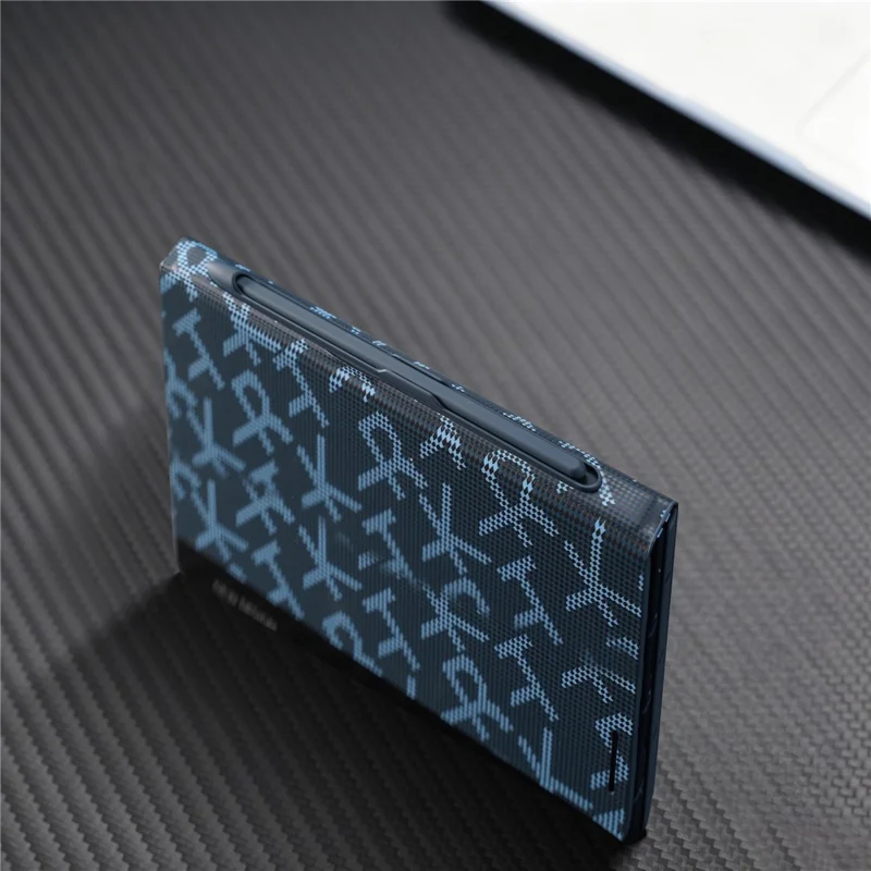 For Samsung Galaxy Z Fold8 Case Geometric Pixel Pattern Kickstand Foldable PC Phone Cover with Stylus - Blue