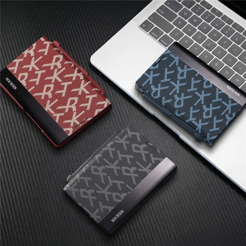 For Samsung Galaxy Z Fold8 Case Geometric Pixel Pattern Kickstand Foldable PC Phone Cover with Stylus - Blue