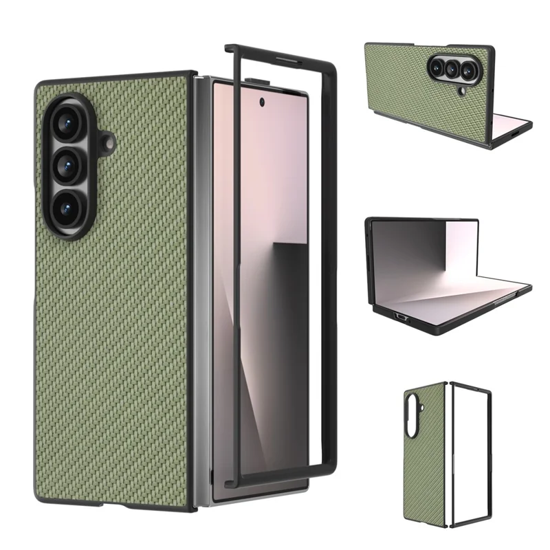 For Samsung Galaxy Z Fold8 Ultra Case Carbon Fiber Texture PU + PC Phone Cover - Green