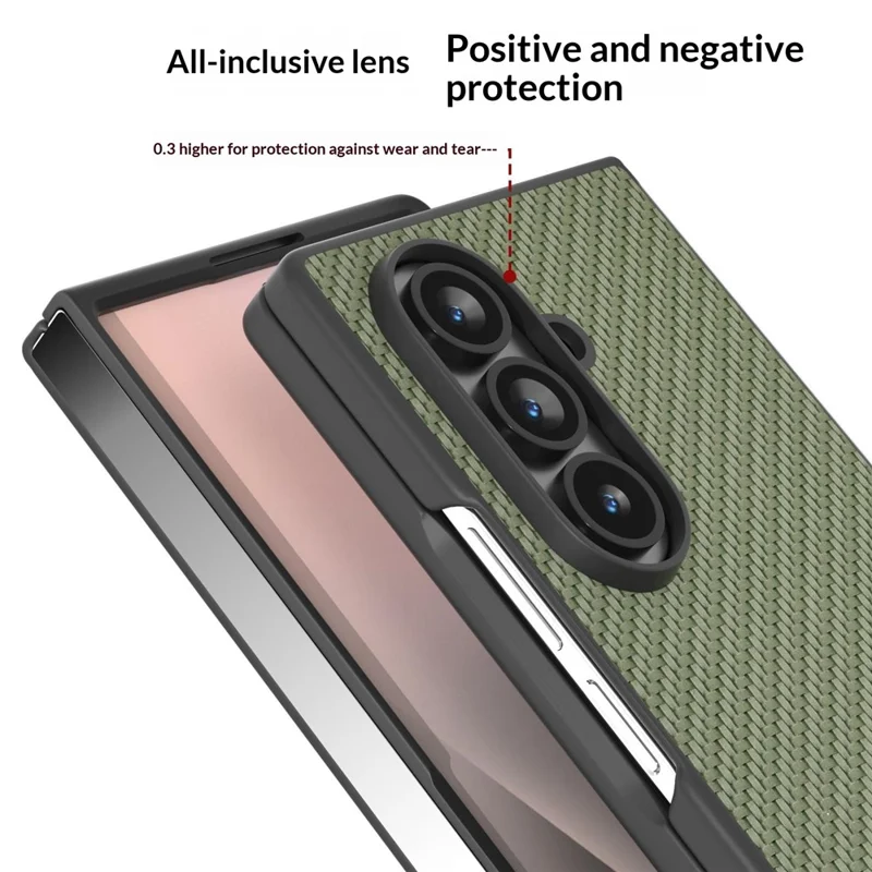 For Samsung Galaxy Z Fold8 Ultra Case Carbon Fiber Texture PU + PC Phone Cover - Green