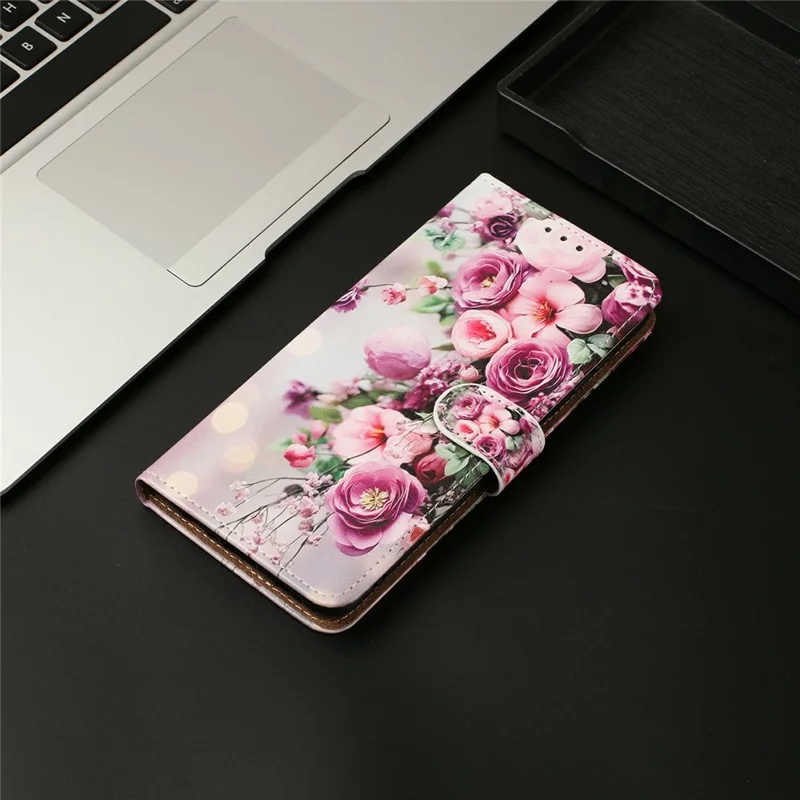 For Samsung Galaxy S26 Case Pattern Printed Wallet Flip Stand PU Leather Phone Cover with Wrist Strap - Bouquet