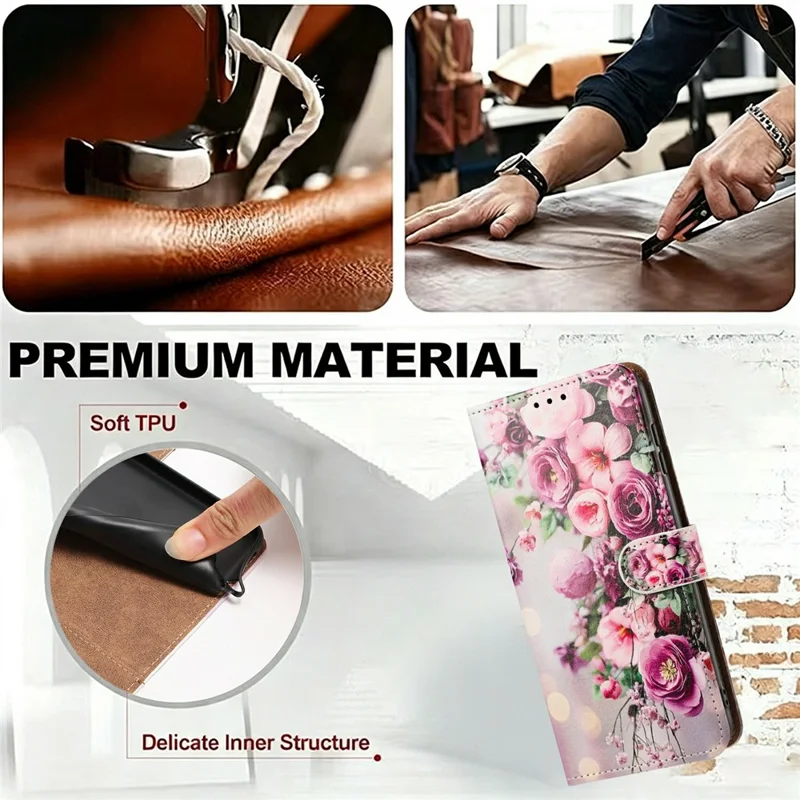 For Samsung Galaxy S26 Case Pattern Printed Wallet Flip Stand PU Leather Phone Cover with Wrist Strap - Bouquet