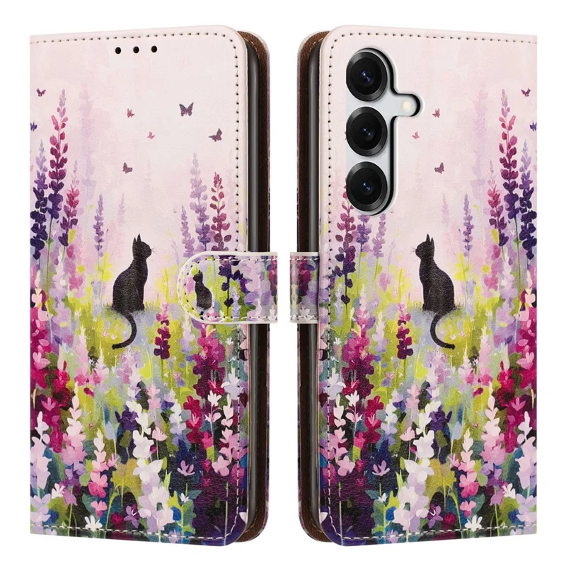 For Samsung Galaxy S26+ Case Pattern Printed Wallet Flip Stand PU Leather Phone Cover with Wrist Strap - Colorful Cat