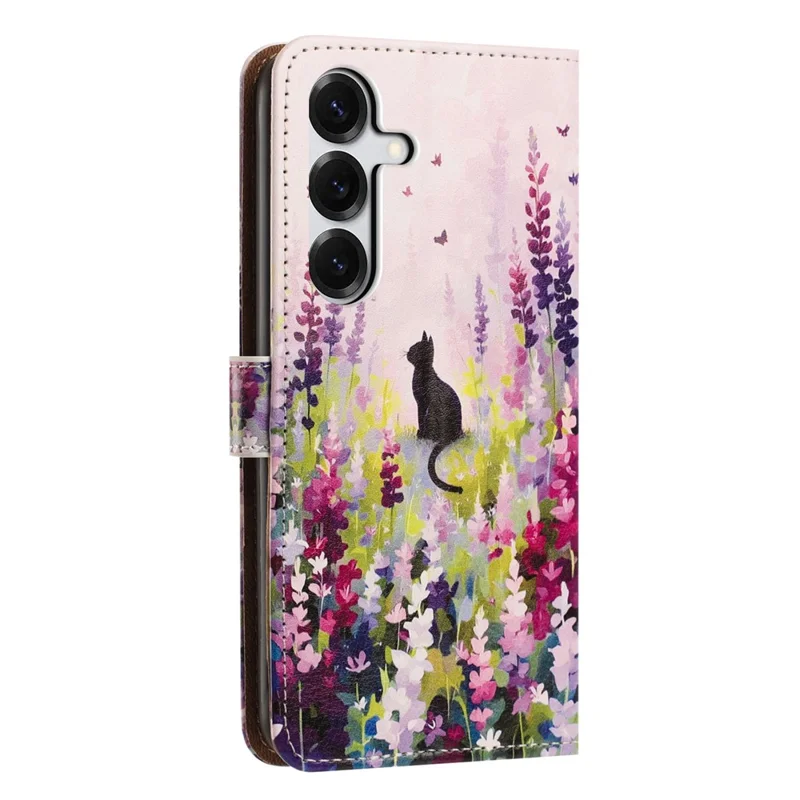 For Samsung Galaxy S26+ Case Pattern Printed Wallet Flip Stand PU Leather Phone Cover with Wrist Strap - Colorful Cat