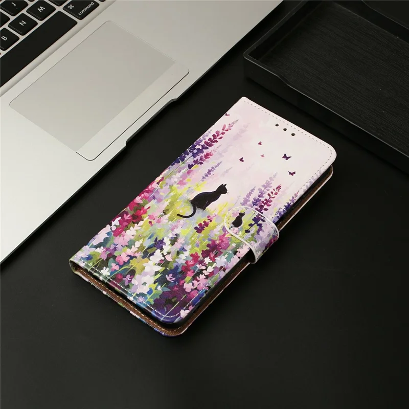 For Samsung Galaxy S26+ Case Pattern Printed Wallet Flip Stand PU Leather Phone Cover with Wrist Strap - Colorful Cat