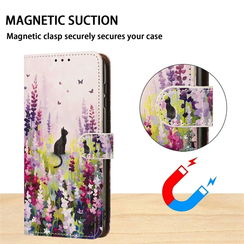 For Samsung Galaxy S26+ Case Pattern Printed Wallet Flip Stand PU Leather Phone Cover with Wrist Strap - Colorful Cat