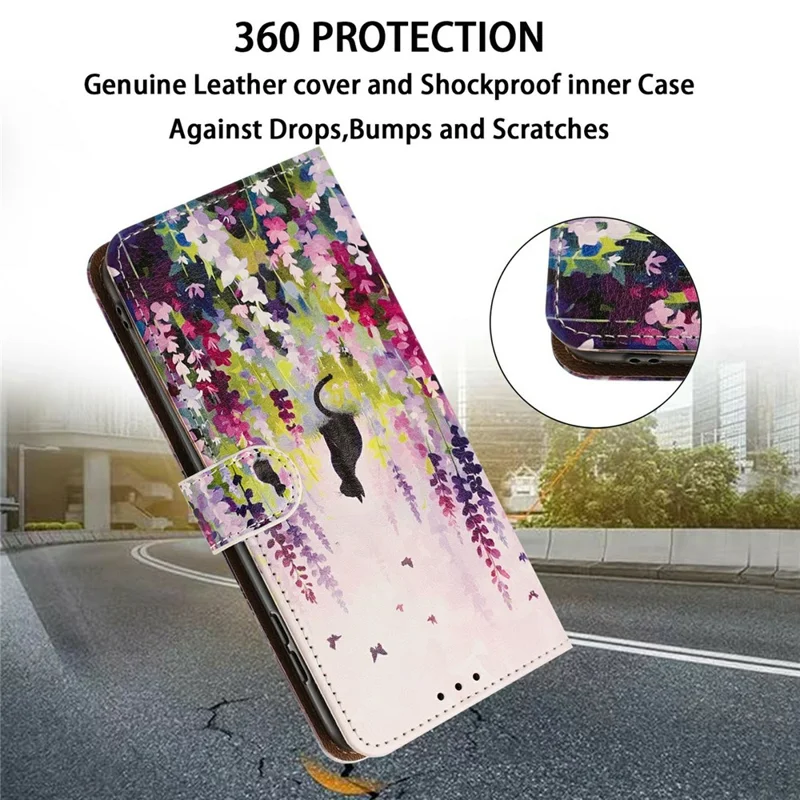 For Samsung Galaxy S26+ Case Pattern Printed Wallet Flip Stand PU Leather Phone Cover with Wrist Strap - Colorful Cat