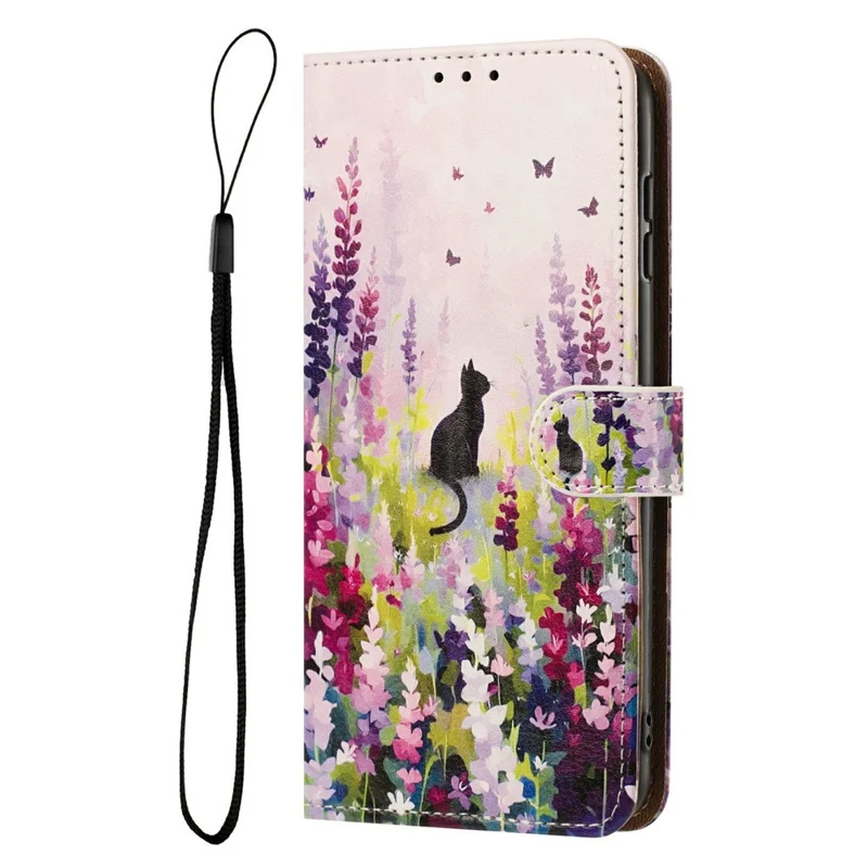 For Samsung Galaxy S26+ Case Pattern Printed Wallet Flip Stand PU Leather Phone Cover with Wrist Strap - Colorful Cat
