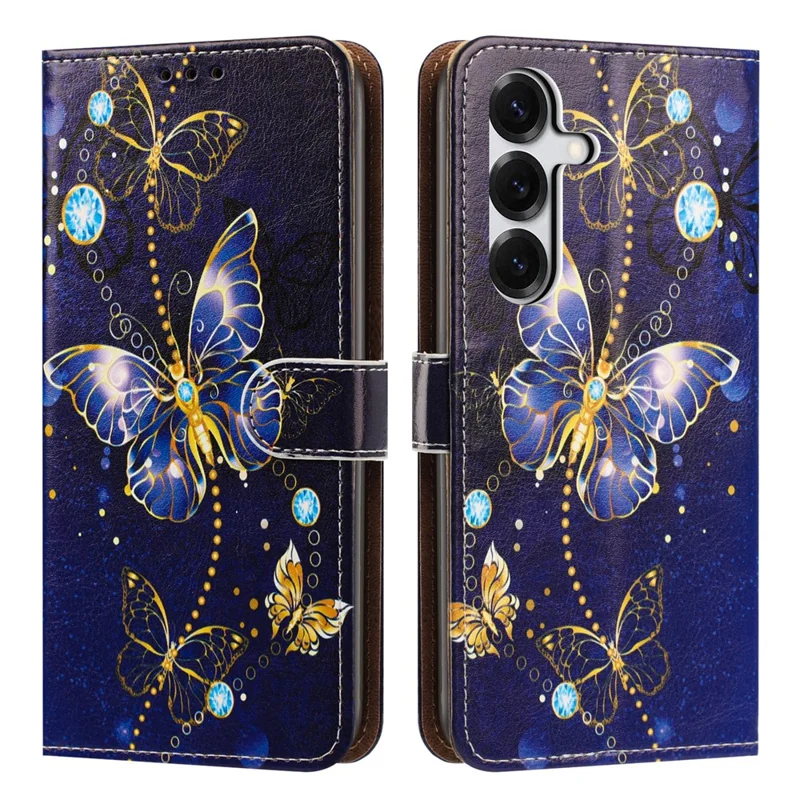 For Samsung Galaxy A35 5G Case Pattern Printed Wallet Flip Stand PU Leather Phone Cover with Wrist Strap - Big Butterfly