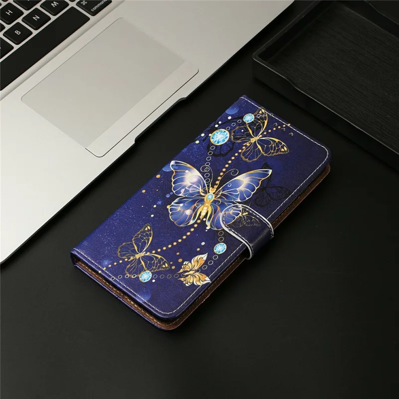 For Samsung Galaxy A35 5G Case Pattern Printed Wallet Flip Stand PU Leather Phone Cover with Wrist Strap - Big Butterfly