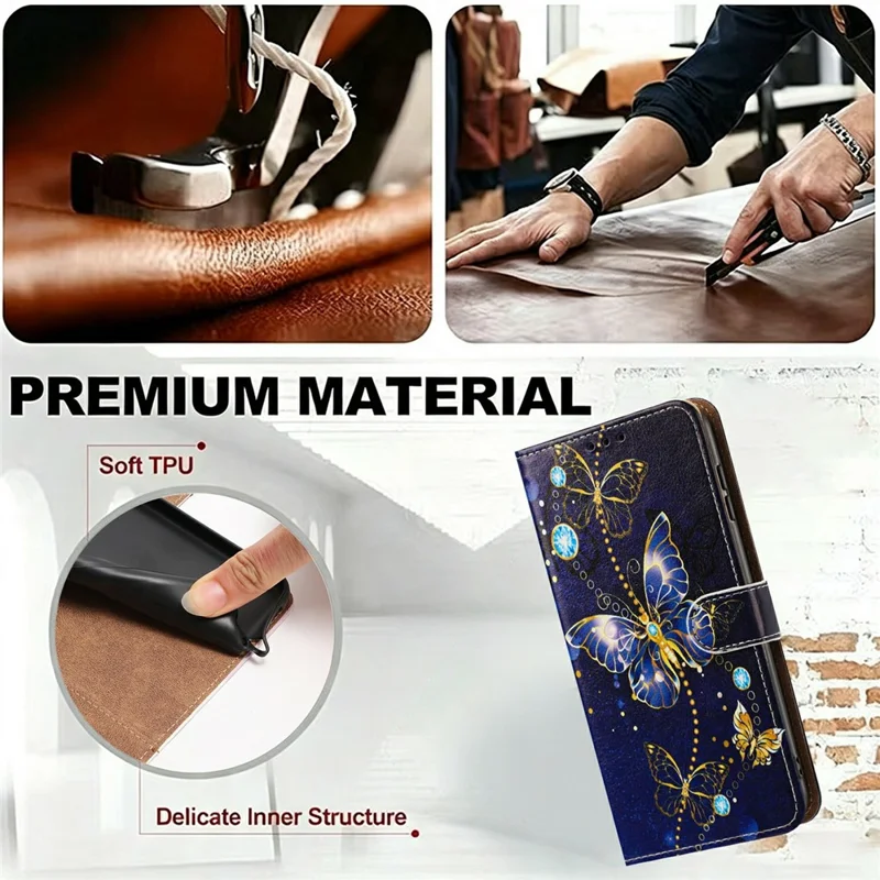 For Samsung Galaxy A35 5G Case Pattern Printed Wallet Flip Stand PU Leather Phone Cover with Wrist Strap - Big Butterfly