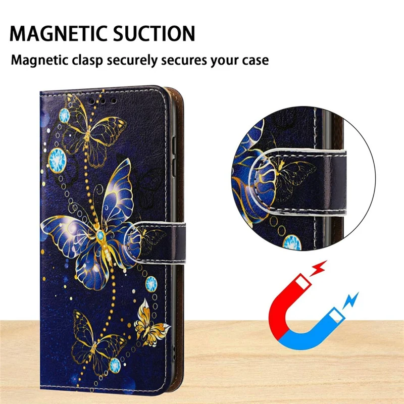 For Samsung Galaxy A35 5G Case Pattern Printed Wallet Flip Stand PU Leather Phone Cover with Wrist Strap - Big Butterfly