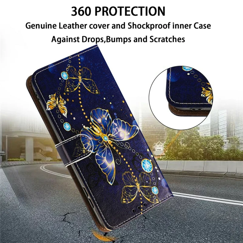 For Samsung Galaxy A35 5G Case Pattern Printed Wallet Flip Stand PU Leather Phone Cover with Wrist Strap - Big Butterfly