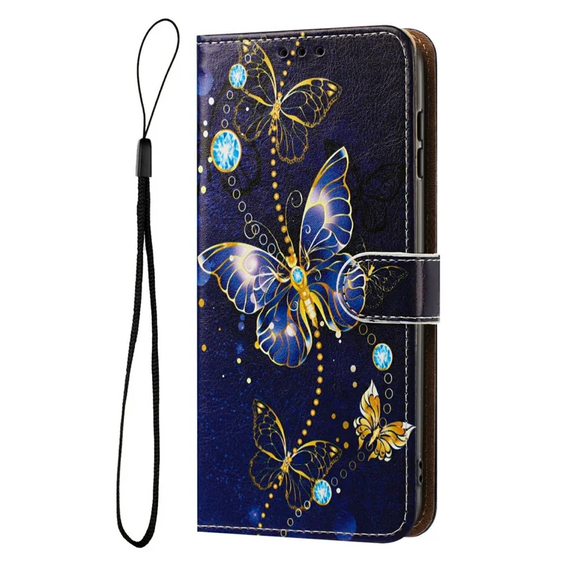 For Samsung Galaxy A35 5G Case Pattern Printed Wallet Flip Stand PU Leather Phone Cover with Wrist Strap - Big Butterfly