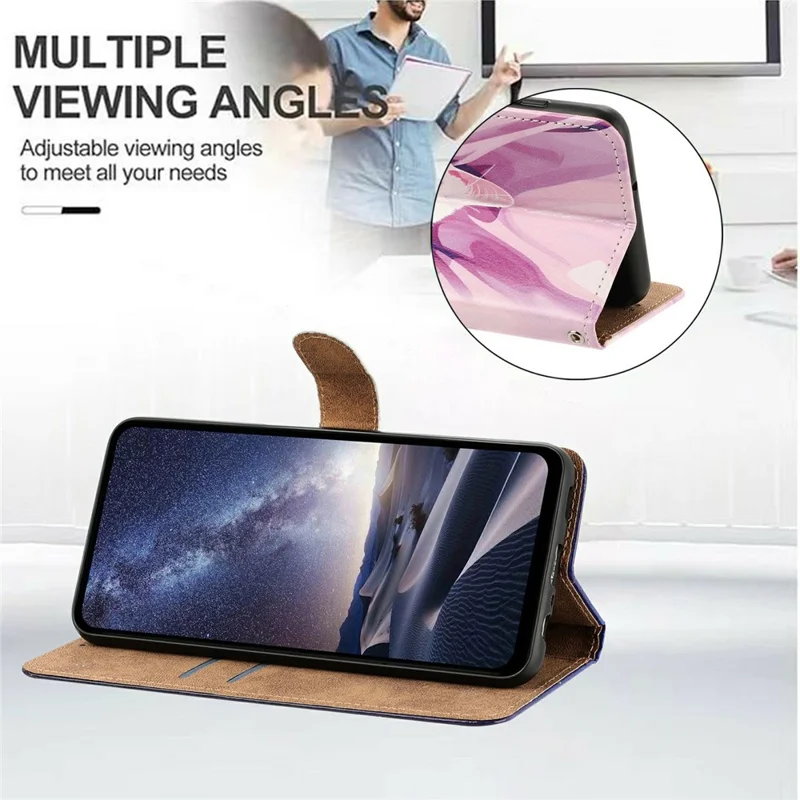 For Samsung Galaxy A55 5G Case Pattern Printed Wallet Flip Stand PU Leather Phone Cover with Wrist Strap - Sleeping Cat