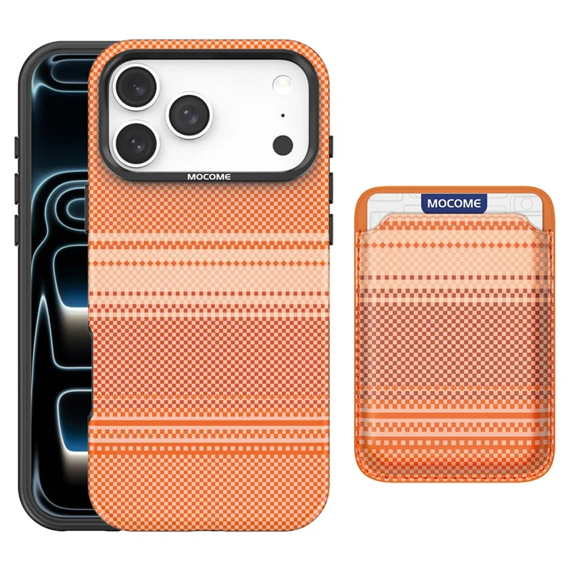 Чехол магнитный для iPhone 18 Pro Max, радужный градиент, кожаное покрытие TPU + PC, с держателем карт — оранжевый