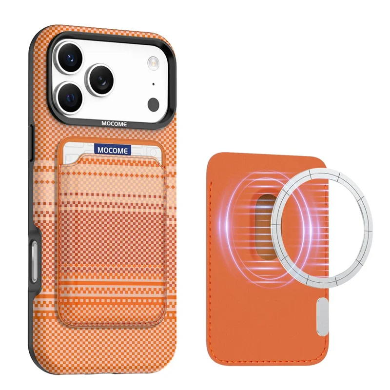 Чехол магнитный для iPhone 18 Pro Max, радужный градиент, кожаное покрытие TPU + PC, с держателем карт — оранжевый