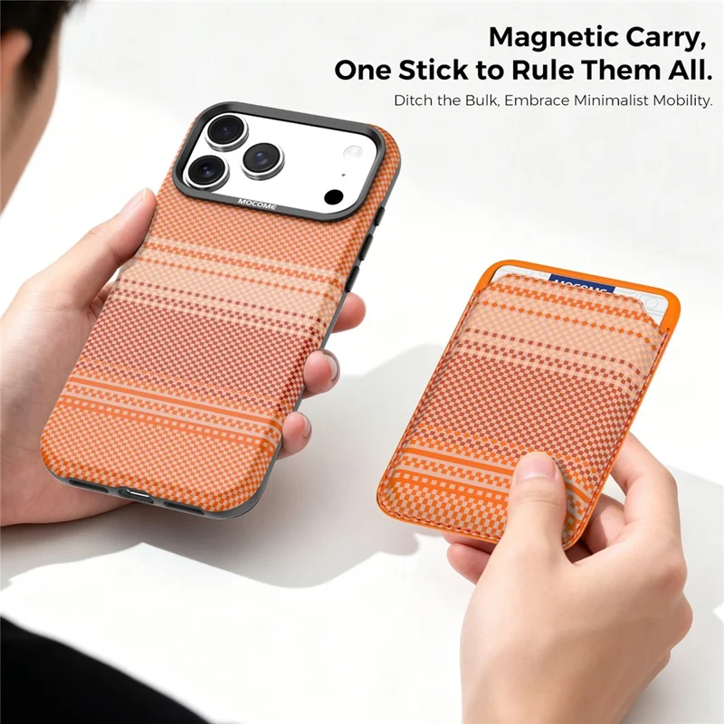 Чехол магнитный для iPhone 18 Pro Max, радужный градиент, кожаное покрытие TPU + PC, с держателем карт — оранжевый