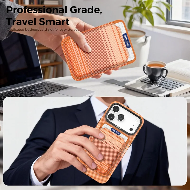 Чехол магнитный для iPhone 18 Pro Max, радужный градиент, кожаное покрытие TPU + PC, с держателем карт — оранжевый