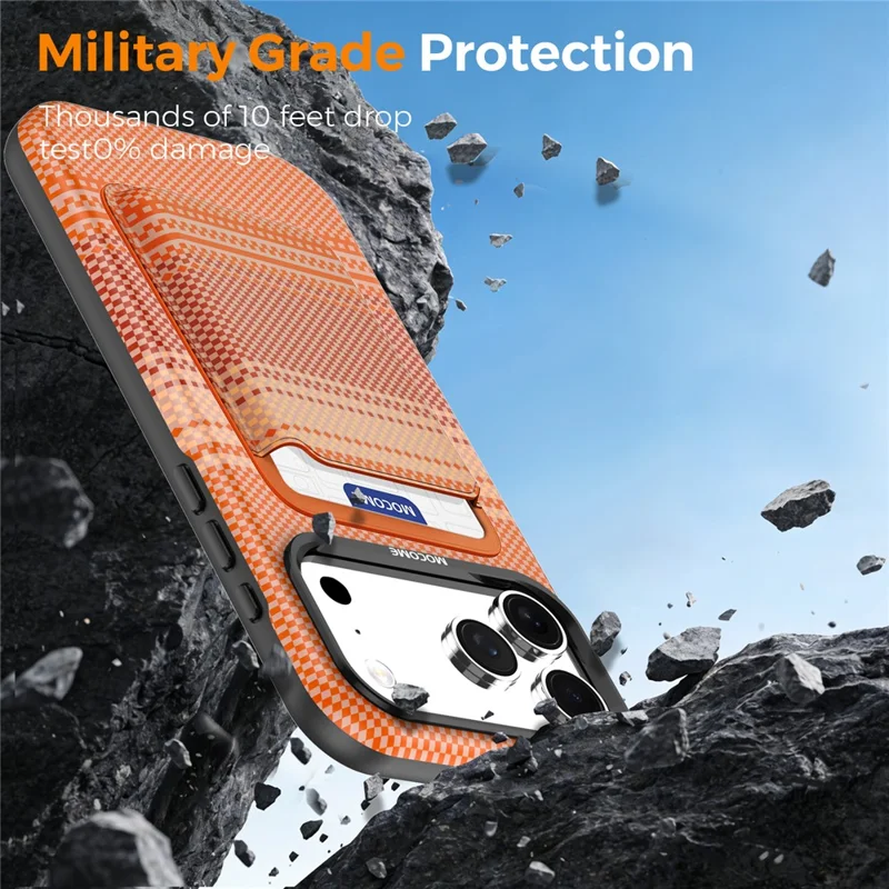 Чехол магнитный для iPhone 18 Pro Max, радужный градиент, кожаное покрытие TPU + PC, с держателем карт — оранжевый