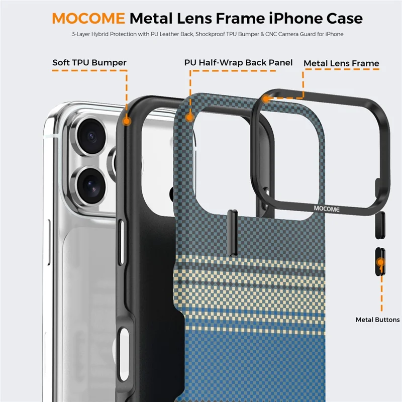 For iPhone 18 Pro Magnetic Case Gradient Rainbow Leather Coated TPU + PC Hybrid Shockproof Cover - Sapphire - 8