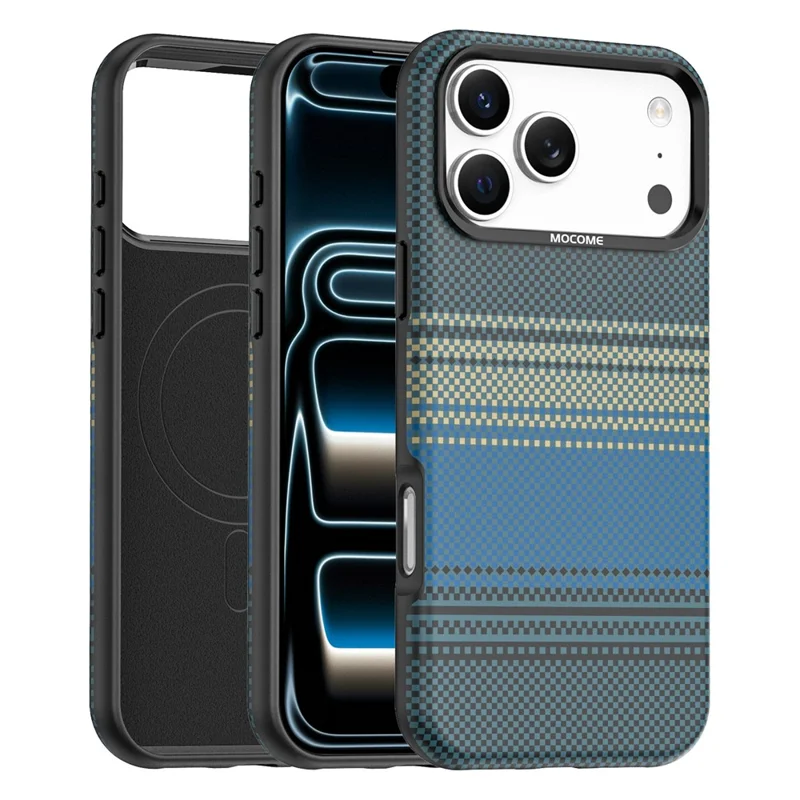 For iPhone 18 Pro Max Magnetisk Case Gradient Regnbue Læderbelagt TPU + PC Hybrid Stødfast Dæksel - Safir