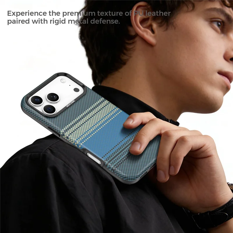 For iPhone 18 Pro Max Magnetisk Case Gradient Regnbue Læderbelagt TPU + PC Hybrid Stødfast Dæksel - Safir