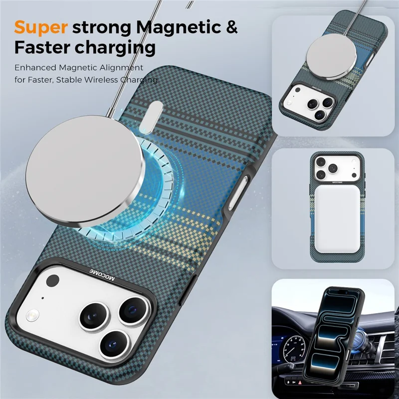 For iPhone 18 Pro Max Magnetisk Case Gradient Regnbue Læderbelagt TPU + PC Hybrid Stødfast Dæksel - Safir