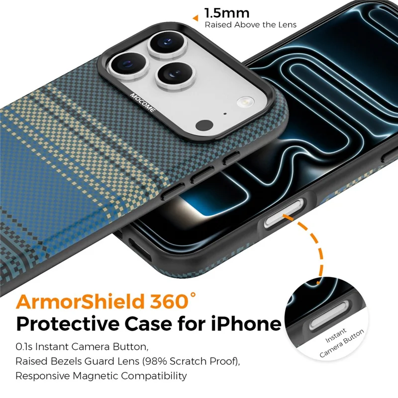 For iPhone 18 Pro Max Magnetisk Case Gradient Regnbue Læderbelagt TPU + PC Hybrid Stødfast Dæksel - Safir