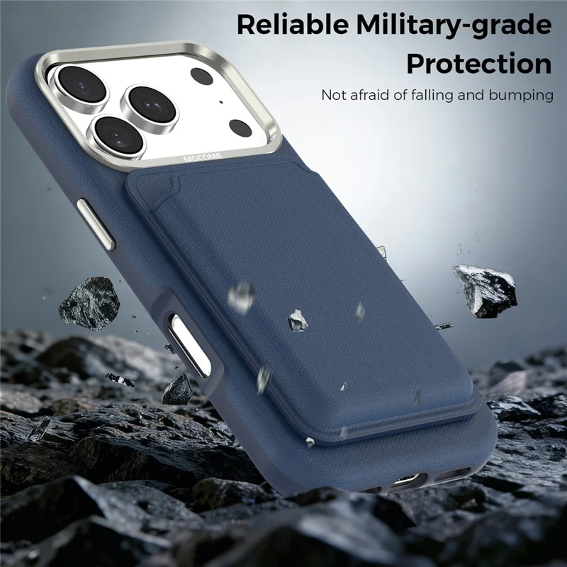 For iPhone 18 Pro Case Kompatibel med MagSafe Fint Gittermønster Læder Bagdæksel med Afmonterbar Kortholder - Safir