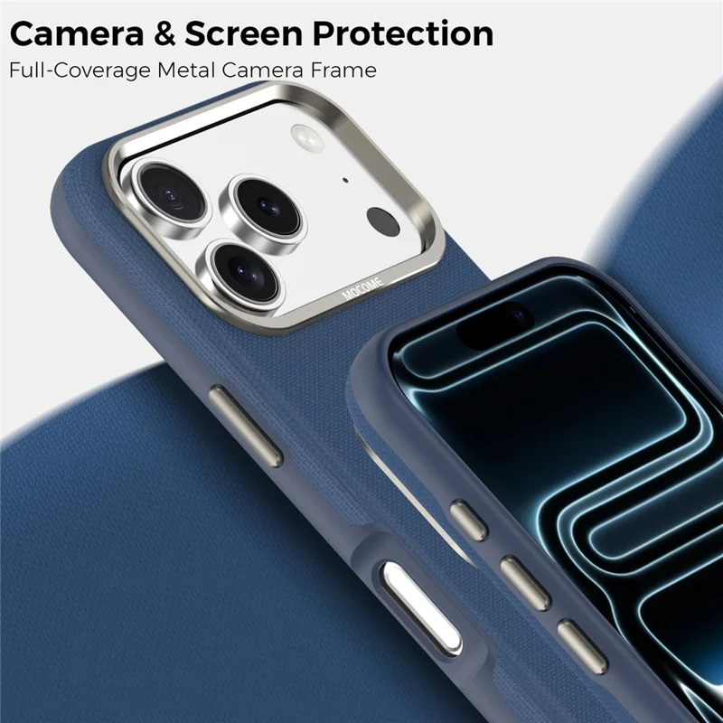 For iPhone 18 Pro Case Kompatibel med MagSafe Fint Gittermønster Læder Bagdæksel med Afmonterbar Kortholder - Safir
