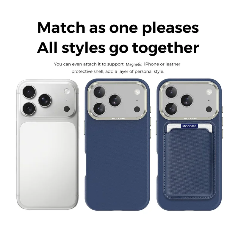 For iPhone 18 Pro Case Kompatibel med MagSafe Fint Gittermønster Læder Bagdæksel med Afmonterbar Kortholder - Safir