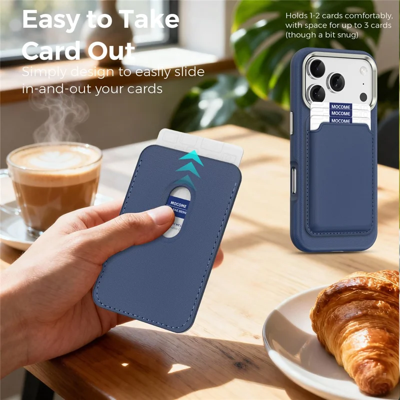 For iPhone 18 Pro Case Kompatibel med MagSafe Fint Gittermønster Læder Bagdæksel med Afmonterbar Kortholder - Safir
