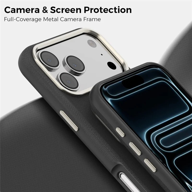 For iPhone 18 Pro Max Case Kompatibel med MagSafe Fint Gittermønster Læder Bagplade Telefonbeskyttelse med Aftagelig Kortholder - Sort