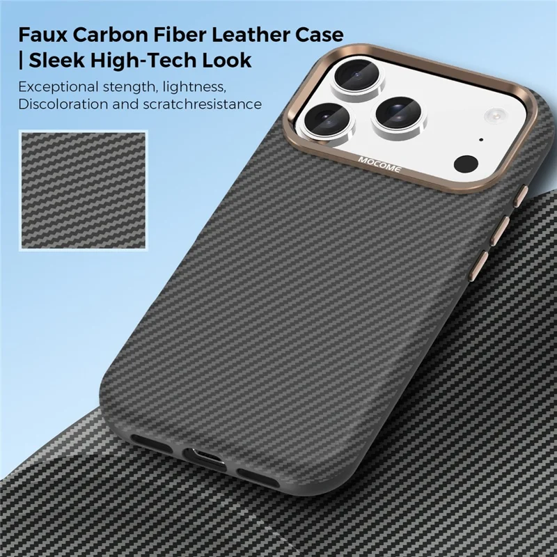 Til iPhone 18 Pro Case Kompatibel med MagSafe Kulfiberstruktur Stødfast Læder TPU PC Beskyttende Cover - Sort