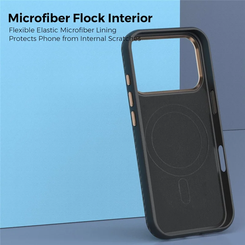 Til iPhone 18 Pro Case Kompatibel med MagSafe Kulfiberstruktur Stødfast Læder TPU PC Beskyttende Cover - Sort