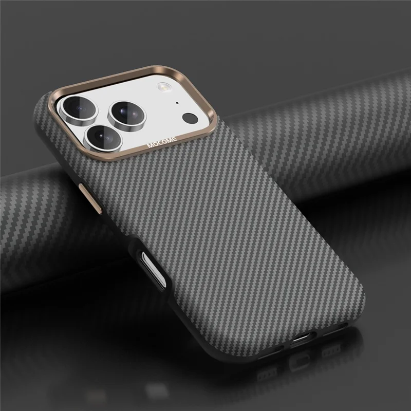 Til iPhone 18 Pro Case Kompatibel med MagSafe Kulfiberstruktur Stødfast Læder TPU PC Beskyttende Cover - Sort