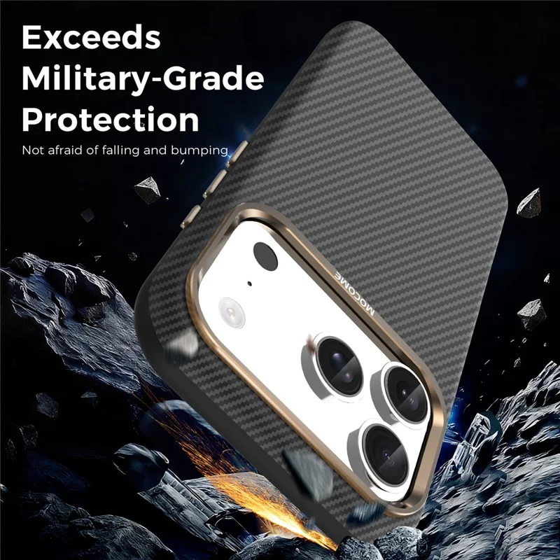 Til iPhone 18 Pro Case Kompatibel med MagSafe Kulfiberstruktur Stødfast Læder TPU PC Beskyttende Cover - Sort