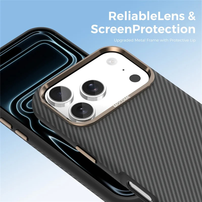 Til iPhone 18 Pro Case Kompatibel med MagSafe Kulfiberstruktur Stødfast Læder TPU PC Beskyttende Cover - Sort