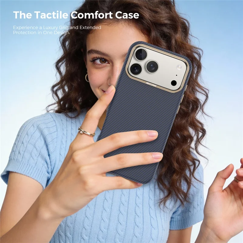For iPhone 18 Pro Max Case Compatible with MagSafe Carbon Fiber Texture Shockproof Leather TPU PC Protective Cover - Sapphire