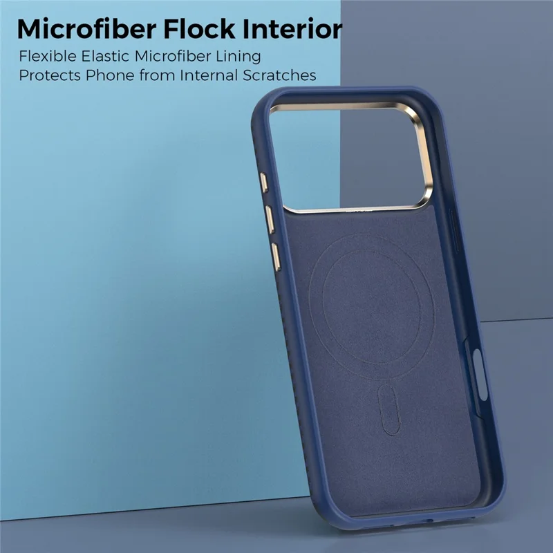 For iPhone 18 Pro Max Case Compatible with MagSafe Carbon Fiber Texture Shockproof Leather TPU PC Protective Cover - Sapphire