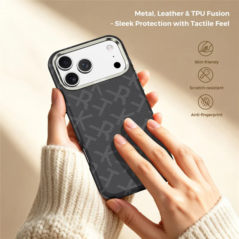 For iPhone 18 Pro Max Magnetisk Case med Aramidfiberstruktur Læder + PC + TPU Stødfast Telefonbeskyttelse - Sort