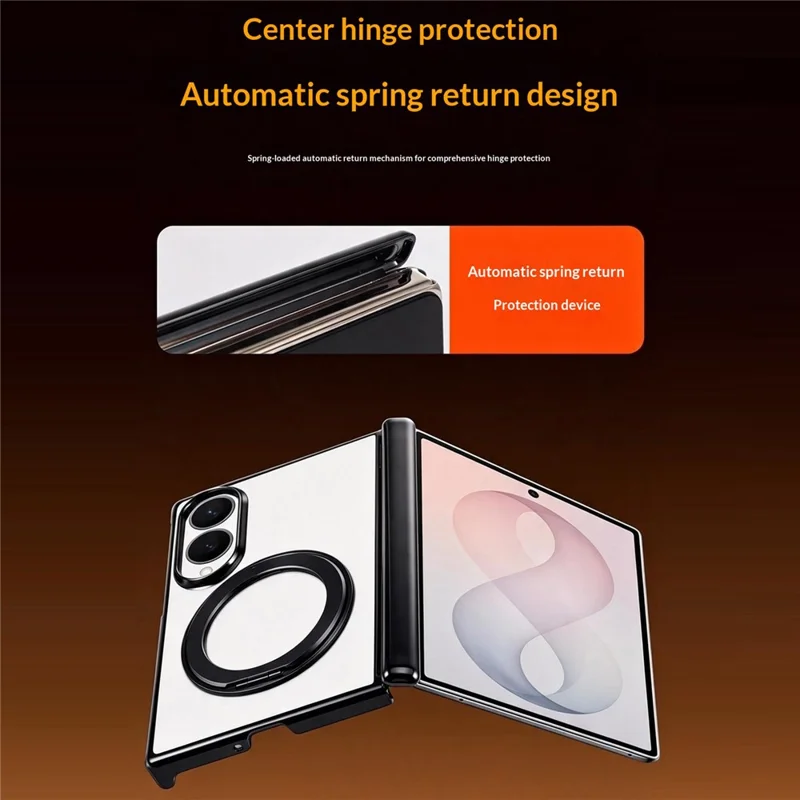For Samsung Galaxy Z Fold8 Case Magnetic Rotating Kickstand Clear PC Phone Cover - Red