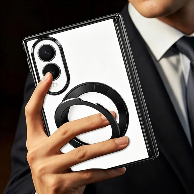 For Samsung Galaxy Z Fold8 Case Magnetic Rotating Kickstand Clear PC Phone Cover - Red