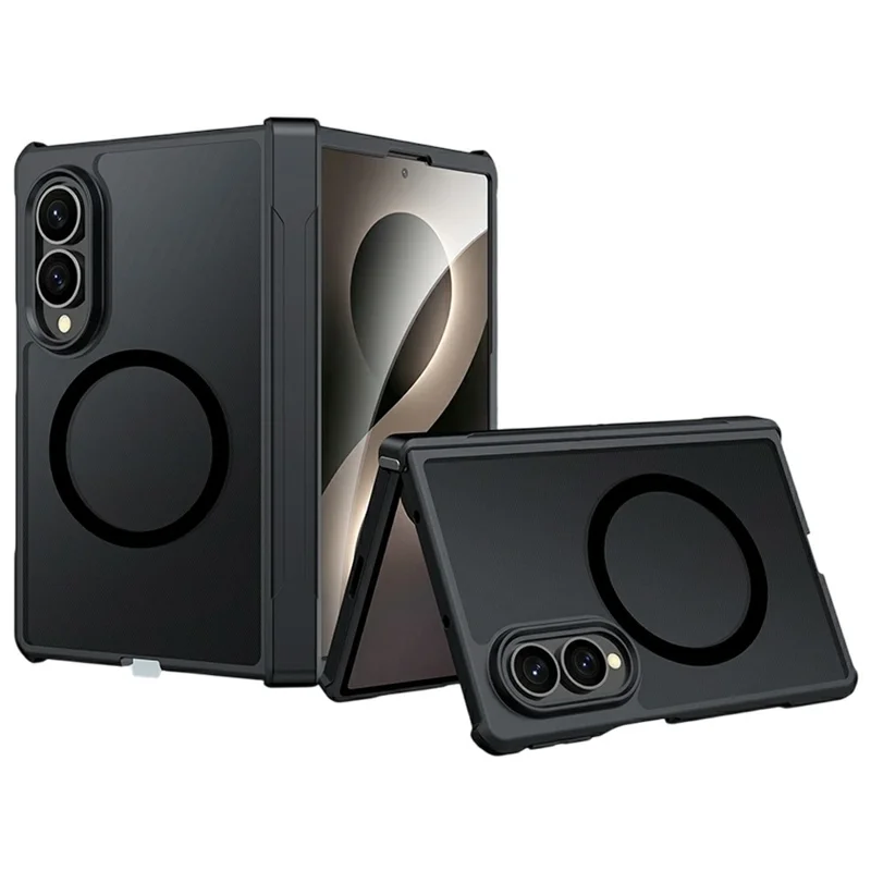 For Samsung Galaxy Z Fold8 Magnetic Case TPU + PC Folding Hinge Shockproof Phone Cover - Black