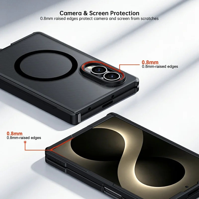 For Samsung Galaxy Z Fold8 Magnetic Case TPU + PC Folding Hinge Shockproof Phone Cover - Black