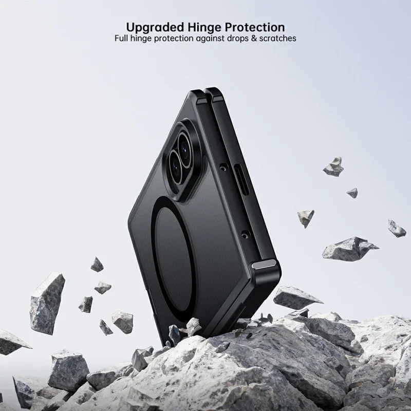For Samsung Galaxy Z Fold8 Magnetic Case TPU + PC Folding Hinge Shockproof Phone Cover - Black